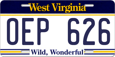 WV license plate OEP626