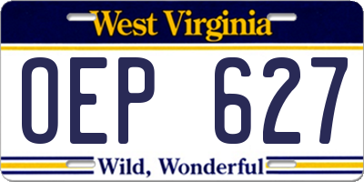 WV license plate OEP627