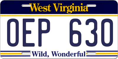 WV license plate OEP630