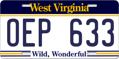 WV license plate OEP633
