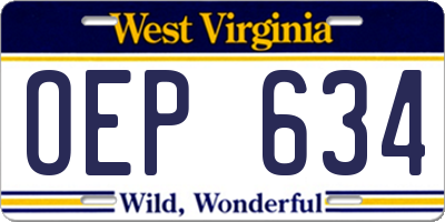 WV license plate OEP634