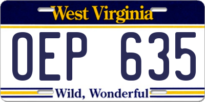 WV license plate OEP635