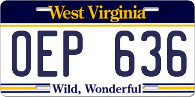 WV license plate OEP636
