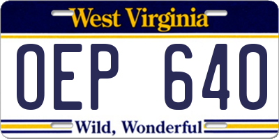 WV license plate OEP640