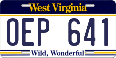 WV license plate OEP641