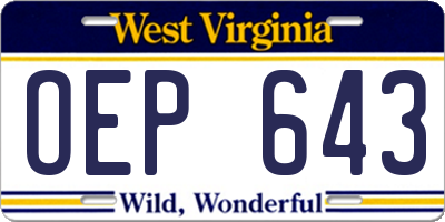 WV license plate OEP643