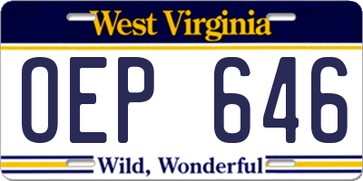 WV license plate OEP646