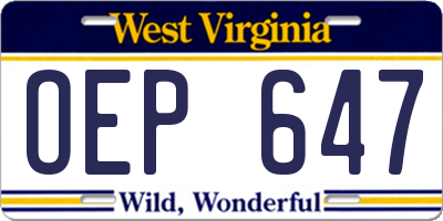 WV license plate OEP647