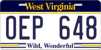 WV license plate OEP648