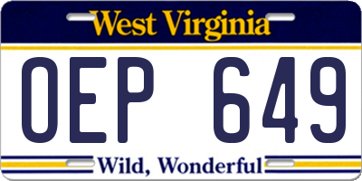 WV license plate OEP649