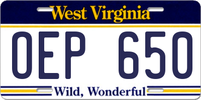 WV license plate OEP650