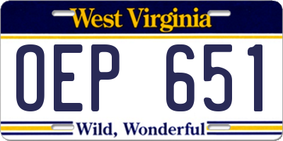 WV license plate OEP651