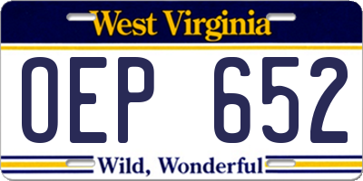 WV license plate OEP652