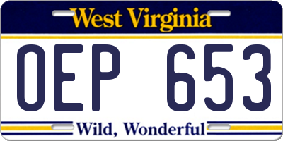 WV license plate OEP653