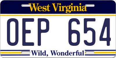 WV license plate OEP654