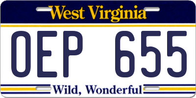 WV license plate OEP655