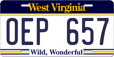 WV license plate OEP657