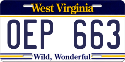 WV license plate OEP663