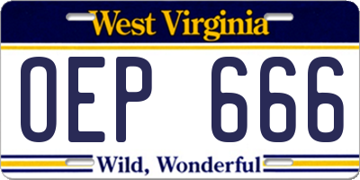 WV license plate OEP666