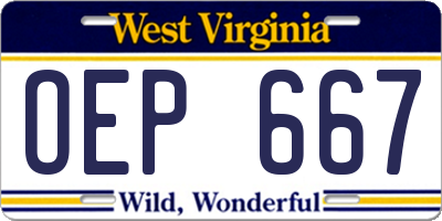 WV license plate OEP667