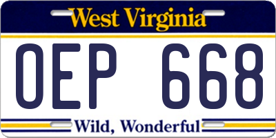 WV license plate OEP668