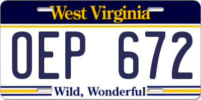 WV license plate OEP672