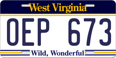 WV license plate OEP673