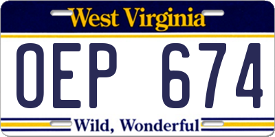 WV license plate OEP674