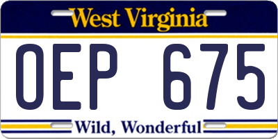 WV license plate OEP675