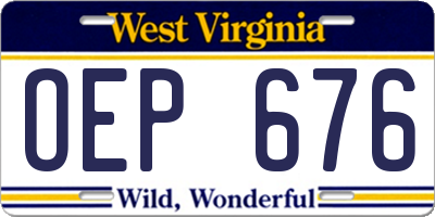 WV license plate OEP676