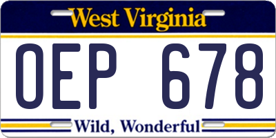WV license plate OEP678