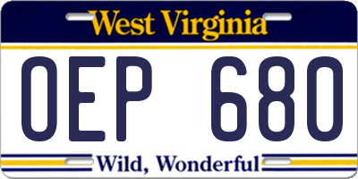 WV license plate OEP680