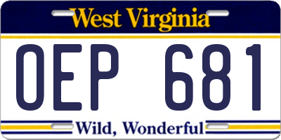 WV license plate OEP681
