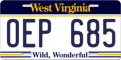 WV license plate OEP685