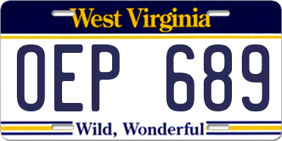 WV license plate OEP689