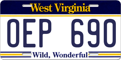WV license plate OEP690