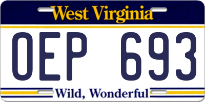 WV license plate OEP693