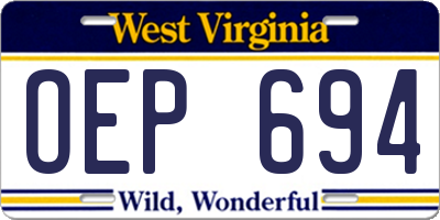 WV license plate OEP694