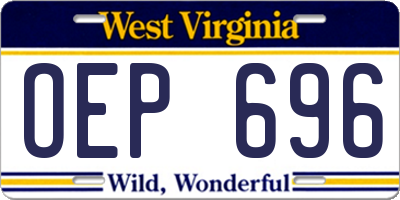 WV license plate OEP696