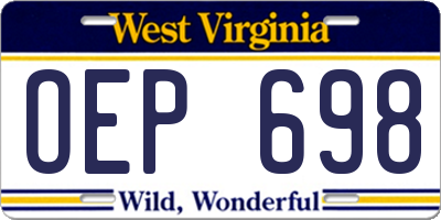WV license plate OEP698