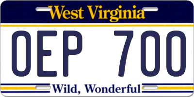 WV license plate OEP700