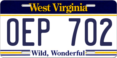 WV license plate OEP702