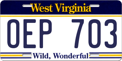 WV license plate OEP703