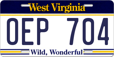 WV license plate OEP704