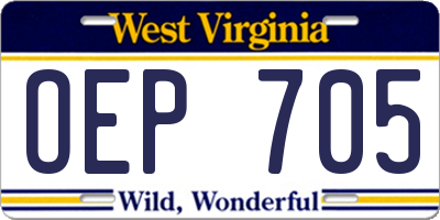 WV license plate OEP705