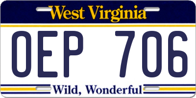 WV license plate OEP706