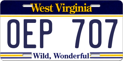 WV license plate OEP707