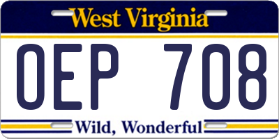 WV license plate OEP708