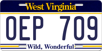WV license plate OEP709