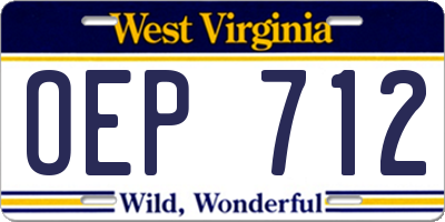 WV license plate OEP712